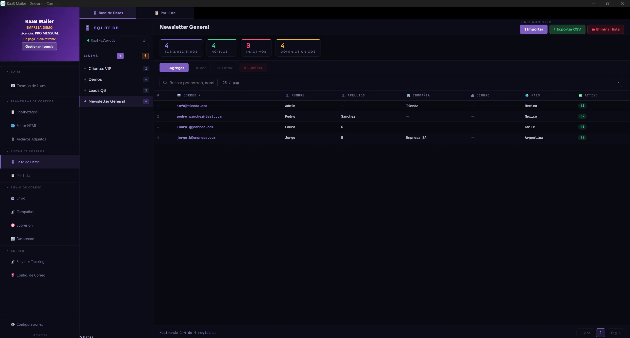 Gestión de Listas y Base de Datos